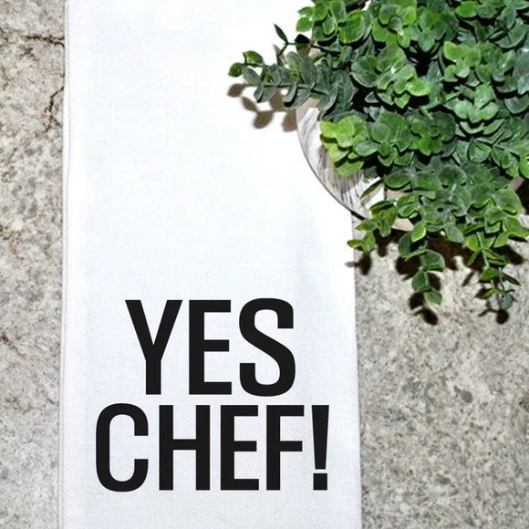 Yes Chef! White Cotton Tea Towel