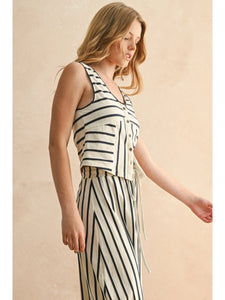 Erin Button Front Striped Top