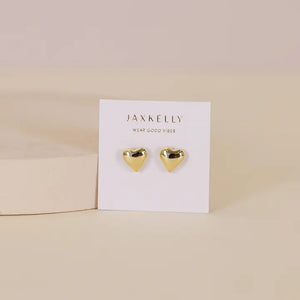 Jax Kelly Puffed Gold Heart Earrings