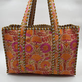 Orange and Pink Quilted Boho Reversible (Small) Tote Bag