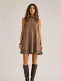 Paige Plaid Ruffle Turtleneck Mini Dress