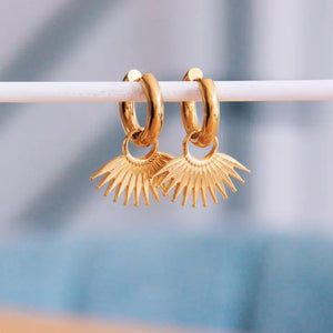 Gold Fan Hoop Earrings