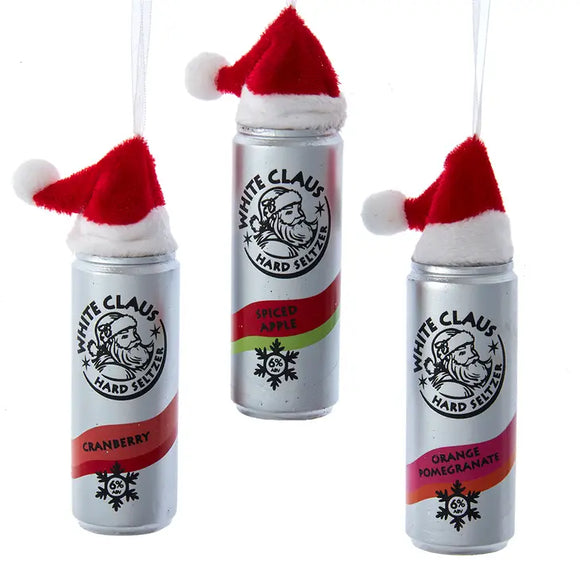 White Claus Seltzer Holiday Ornament