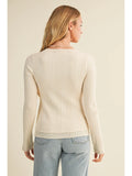Emily Cream Ribbed Cardigan