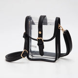 Faux Leather Belt Buckle Crossbody Clear Bag