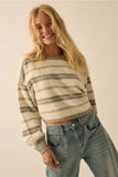 Striped Knit Dolman-Sleeve Loose-Fit Sweater
