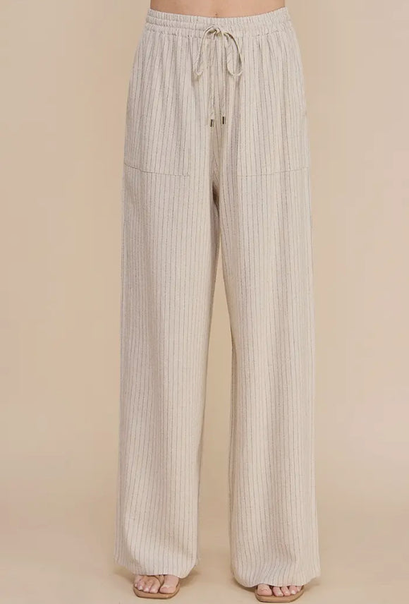 Natural Stripe Linen Pants