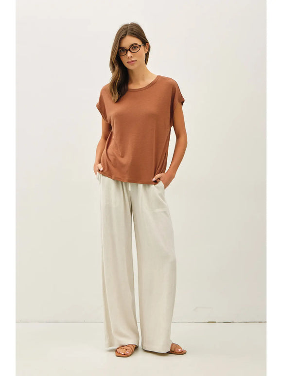 Clay Linen Blend Boxy Tee