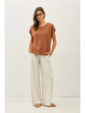 Clay Linen Blend Boxy Tee