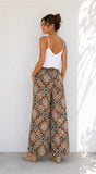 Linen Blend Mosaic Print Pant