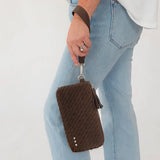 Suede Emma Woven Clutch Wallet