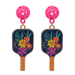 Blue Flower Pickleball Earrings