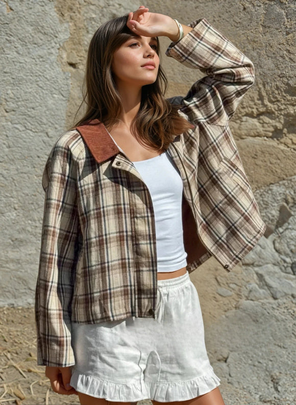 Raglan Plaid Jacket