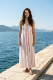 Pink Dust Stripe Halter Maxi Dress