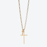 Gold FAITH Cross and Mini Key Necklace