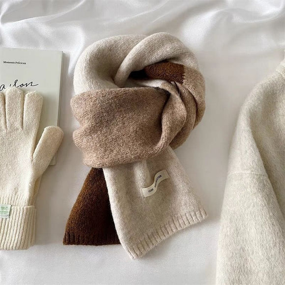 Coffee Faux Cashmere Knit Scarf