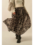 Floral Organza Circle Midi Skirt
