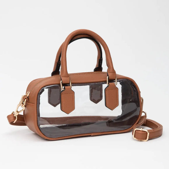 Top Handle/Crossbody Bag Clear/Tan