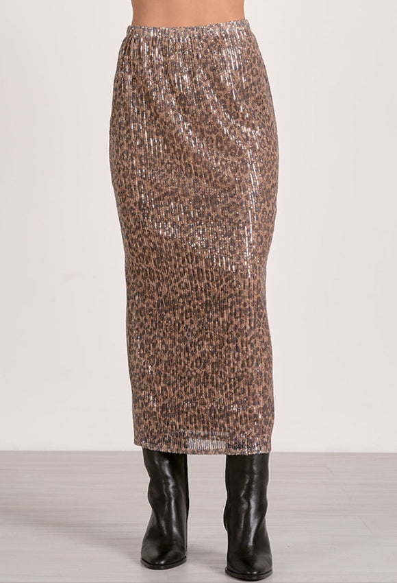 Emily Cheetah Sequin Maxi Skirt