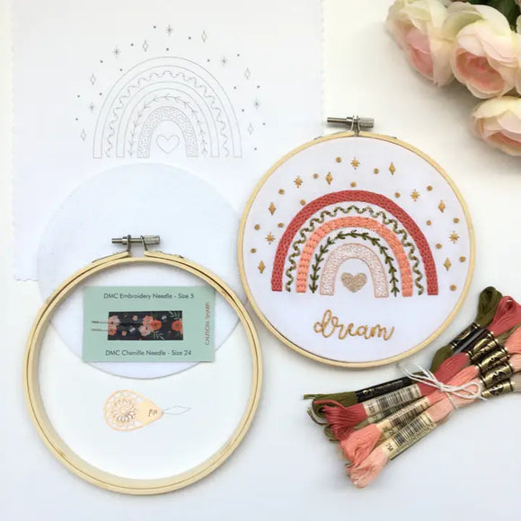 Dreamy Boho Rainbow Sampler Embroidery Kit, Level 2