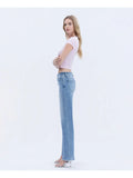 Alleah Mid Rise Full Length Slim Wide Jeans