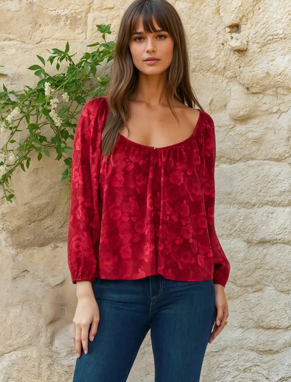 Billowy Raglan Sleeve Blouse