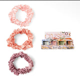 Lemon Lavender Satin Scrunchies