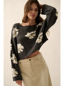 Daisy Knit Cropped Sweater