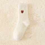 Soft Christmas Embroidered Fuzzy Socks