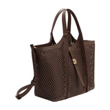 Malia Chocolate Laser Cut Vegan Leather Tote Bag Melie Bianco