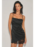 Sadie Satin Lace Mini Dress