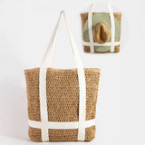 Tan Straw Braided Hat Carrier Tote Bag