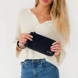 Suede Emma Woven Clutch Wallet