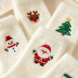 Soft Christmas Embroidered Fuzzy Socks
