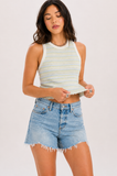 Daze Astra Racerback Tank Top in Lemon Stripe