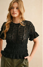 Sienna Short Sleeve Black Lace Blouse