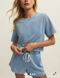 Z Supply Curran Knit Denim Cropped Sweatshirt
