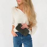 Suede Emma Woven Clutch Wallet