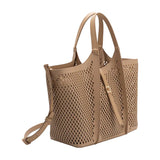Malia Nude Laser Cut Vegan Leather Tote Bag Melie Bianco