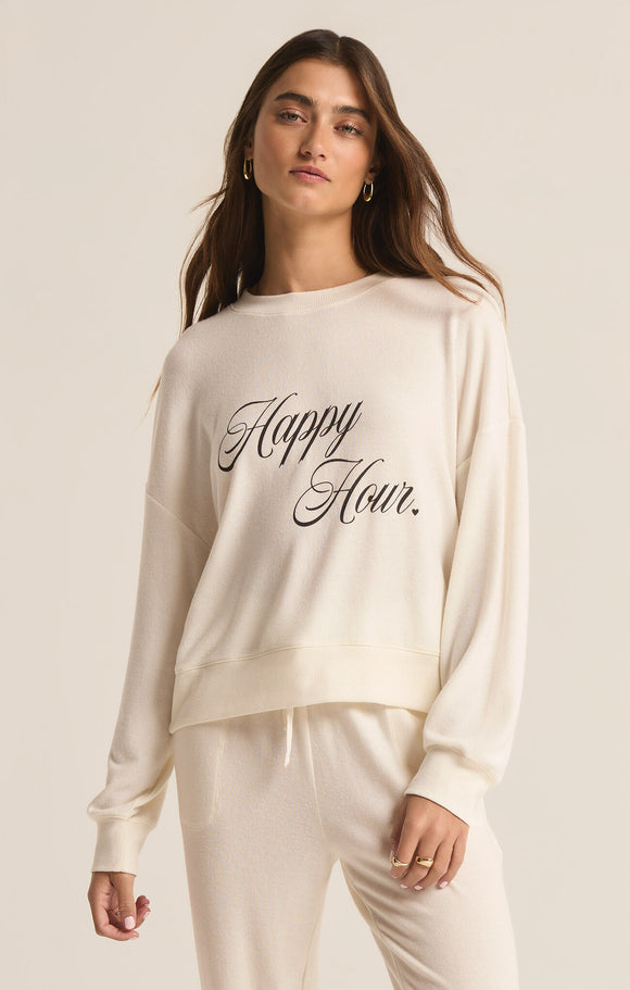 Z Supply Happy Hour Sweatshirt Vanilla Ice