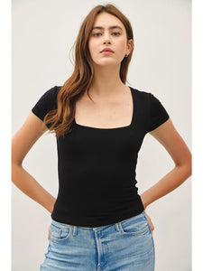 Bella Black Square Neck Tee