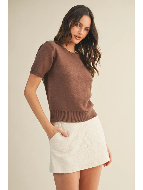 Caity Crew Neck Mocha Sweater
