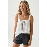 Callie Contrast Stitch Tie Front Top