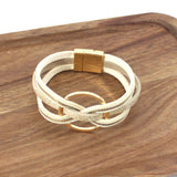 Interlocked Ring Leather Wrap Bracelet
