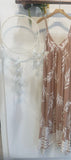 Bamboo Leaf Border Strappy Dress Desert Sand