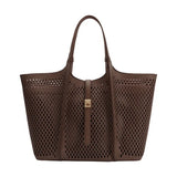 Malia Chocolate Laser Cut Vegan Leather Tote Bag Melie Bianco