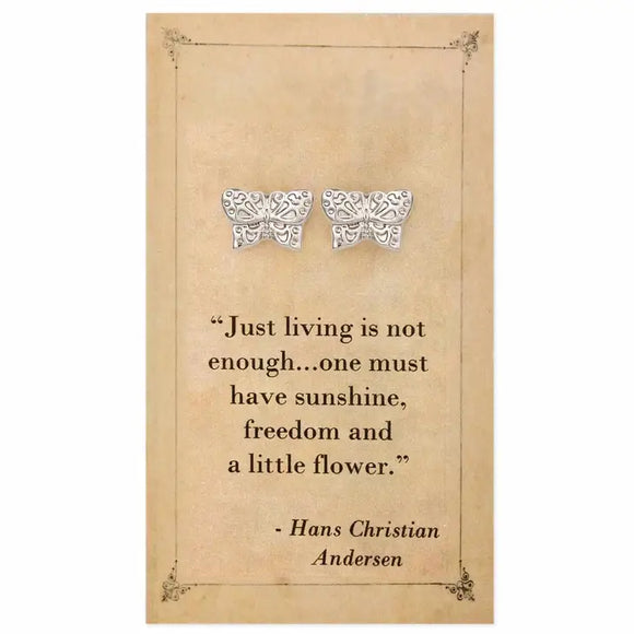 Literary Quote Butterfly Post Earrings