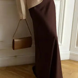 Coffee Satin High-Waist Maxi Skirt