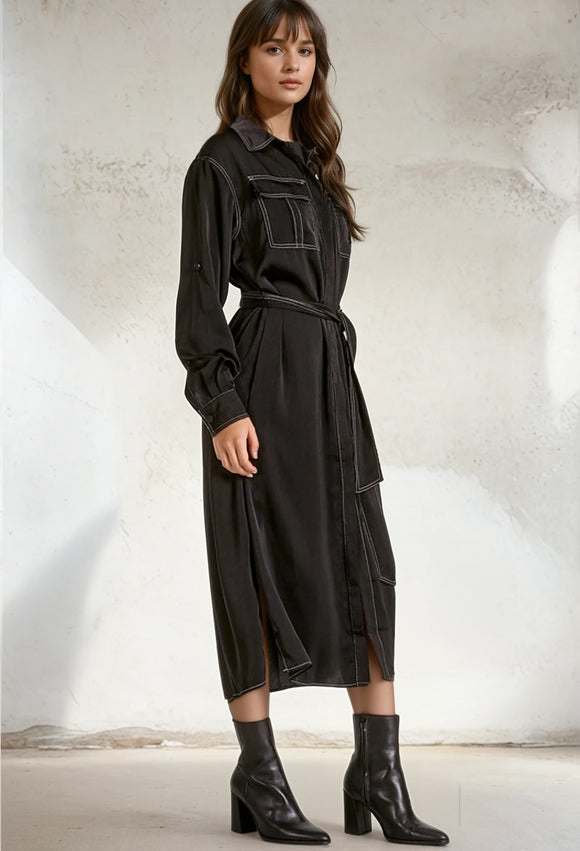 Brooke Black Long Sleeve Dress