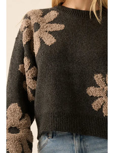 Chenille Jacquard Crewneck Sweater